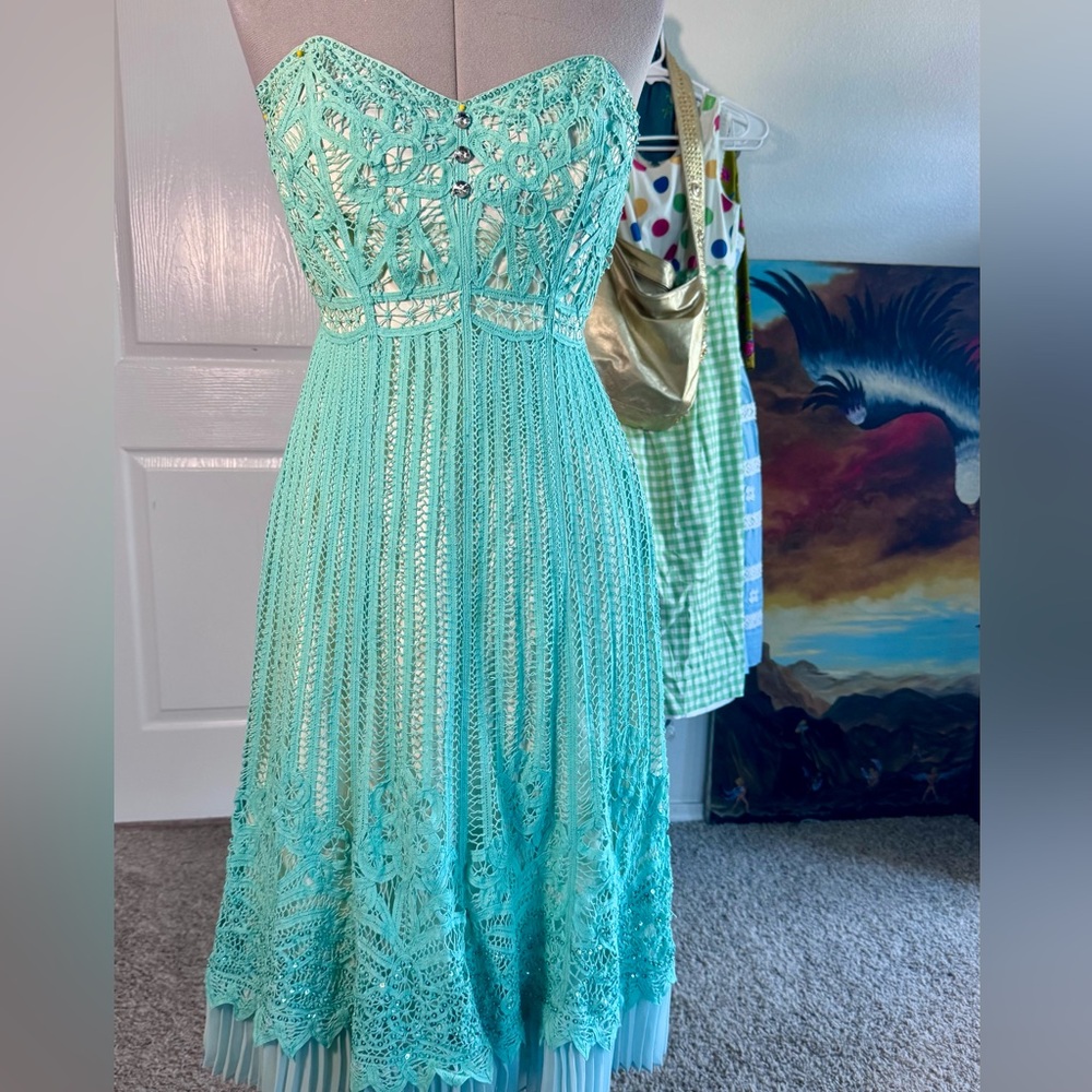 💃 Betsey Johnson Blue Sequin Embellished Midi Dress – $115 (Size 2)